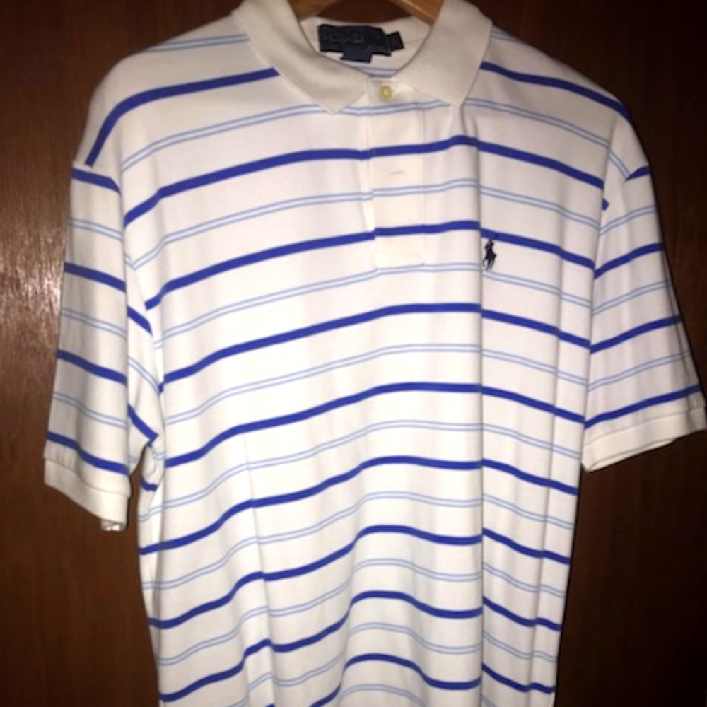 Blue & White Men's Classic Fit Ralph Lauren Shirt